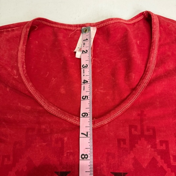 Liberty Wear Tunic Embellished Steer USA Sturgis Red Asymmetrical Women’s Size L - Picture 7 of 13